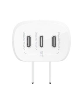 Belkin BoostCharge Wall Charger 3 Port USB-C with PPS 67W in White